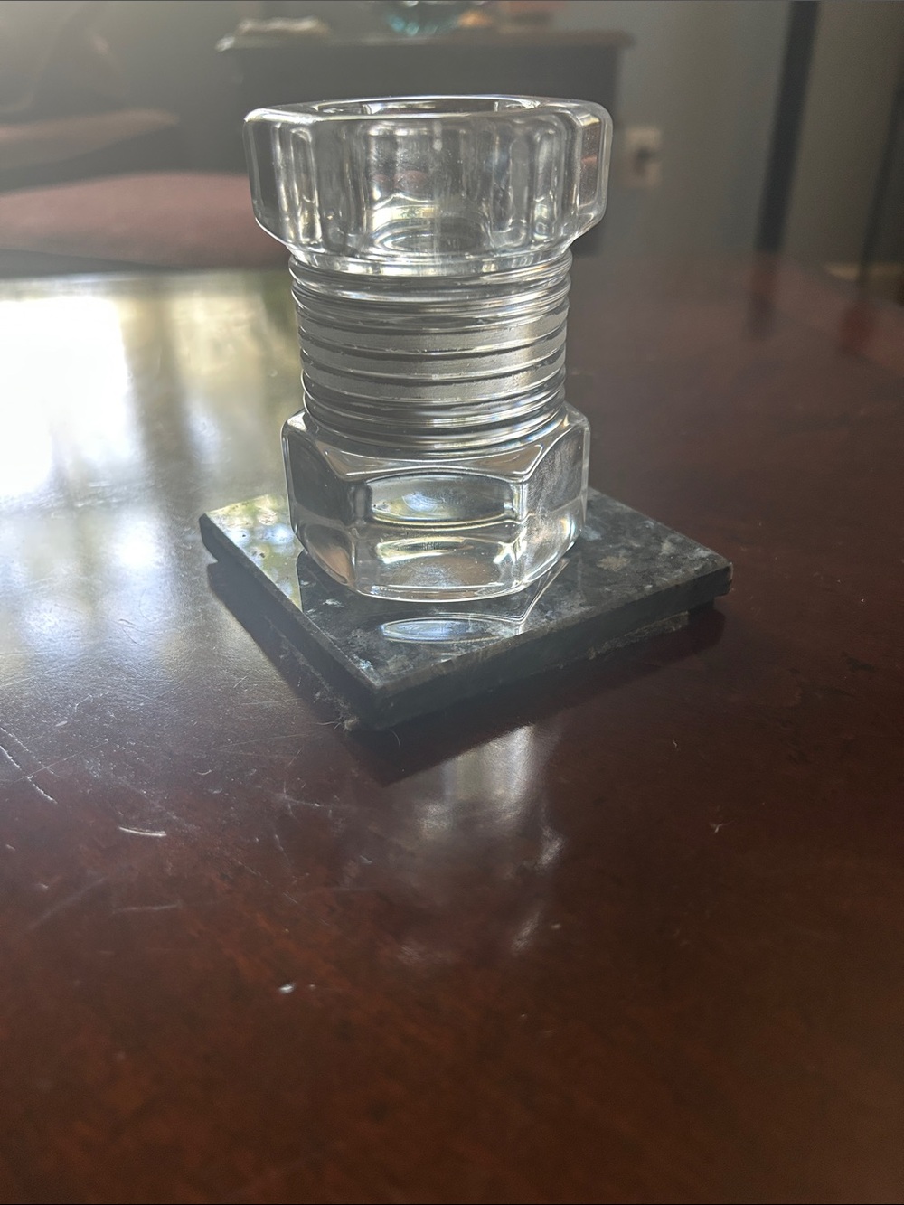 Vintage lead crystal votive candle holder